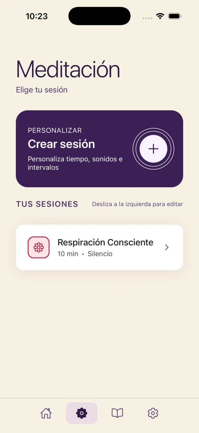 Sesi贸n de meditaci贸n en curso con el temporizador