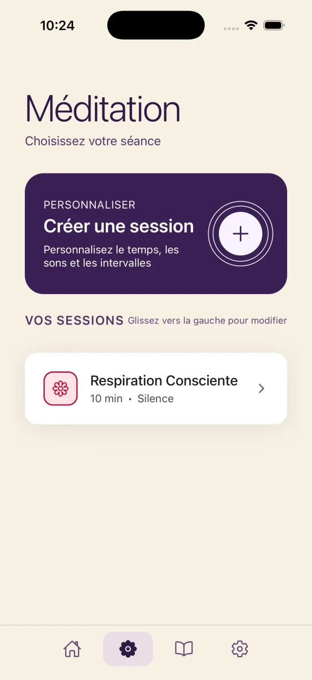 Séance de méditation en cours avec le minuteur